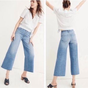 MADEWELL wide leg crop frayed hem button fly denim jeans size 28